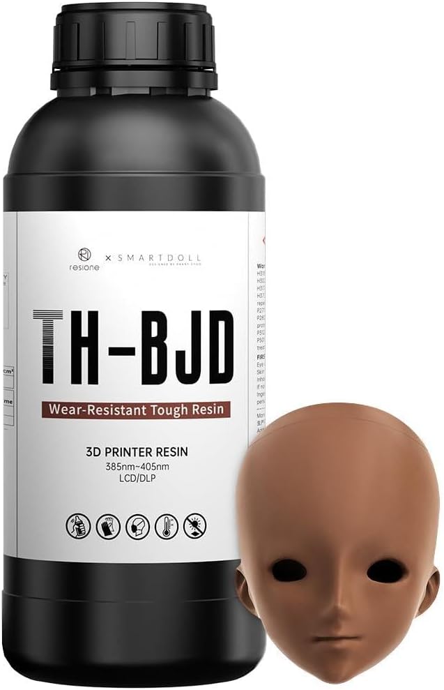 RESIONE Tough 3D Printer Resin for BJD & Articulated Figures Non-Yellowing, Wear Resistant, Drop-Resistant, ABS-Like UV Resin for LCD DLP MSLA Printers, Coffee, 1KG