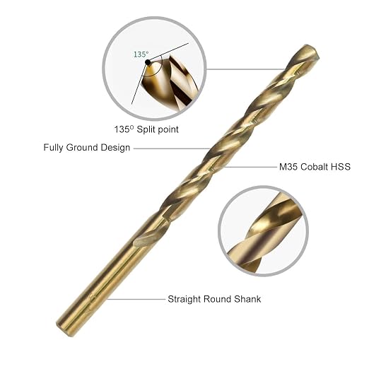 GMTOOLS 11/64inch Cobalt Drill Bits, M35 HSS, 135 Degree Tip, Jobber Length Twist Drill Bit Set for Hard Metal, Stainless Steel, Cast Iron, Wood and Plastic, with Storage Case, Pack of 13