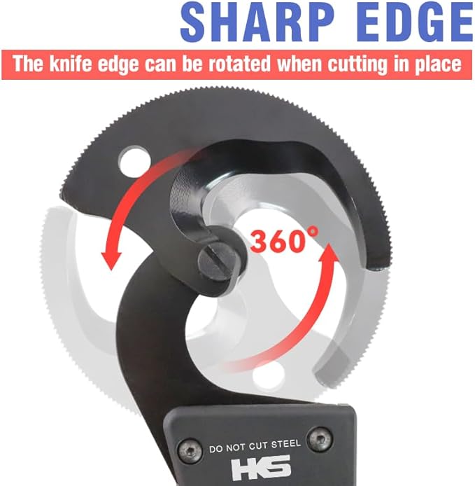 HKS Ratchet Cable Wire Cutter Heavy Duty for Cutting Electrical Aluminum Copper and Multi-core Cables up to 300mm² (AWG 600MCM)