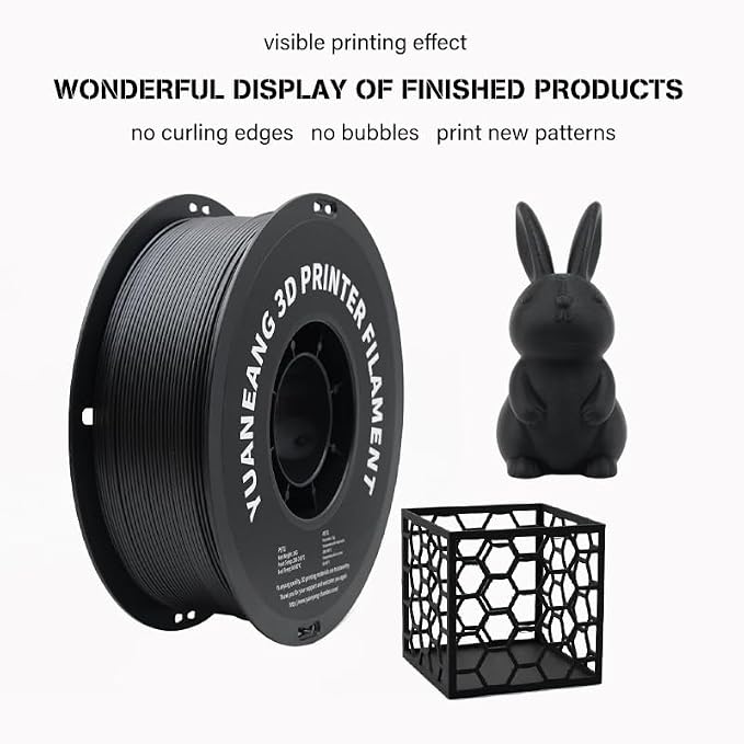 PETG-CF Carbon Fiber 3D Printer Filament 1.75mm, 1kg Spool, Reinforced PETG with Carbon Fiber, High Strength & Rigidity, Heat-Resistant, Low Warping, ±0.03mm Precision