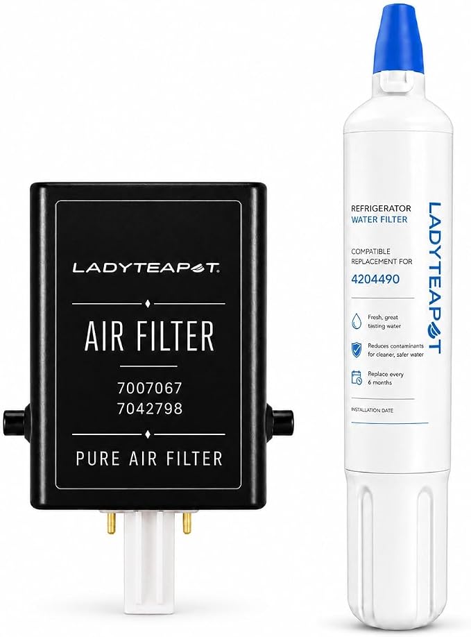 Replacement 4204490 Water Filter and 7007067 Air Purification Cartridge Combo Pack, Compatible with Sub-Zero 4204490, 4290510 Water Filter, 7042798/7007067 Air Filte (1+1 Count)