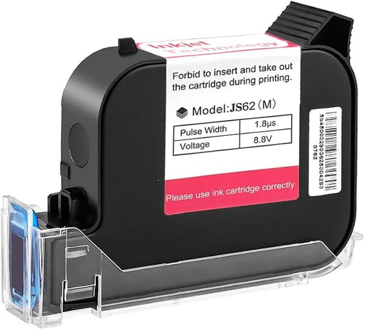 Phezer Original 42ml Black Quick Dry Solvent Ink Cartridge Replacement JS62 for 0.5inch/12.7mm Handheld Inkjet Printers P15 / P16 / P18 and 0.5-inch Mini Inkjet Printer (JS62 Cartridge)