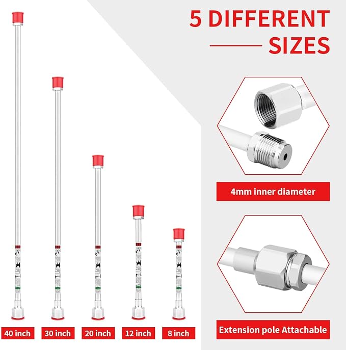 Airless Paint Sprayer Roller Inner Feed for High Pressure Airless Spray Gun，with Five Extension Pole Rods of Different Sizes（8in 12in 20in 30in 40in）