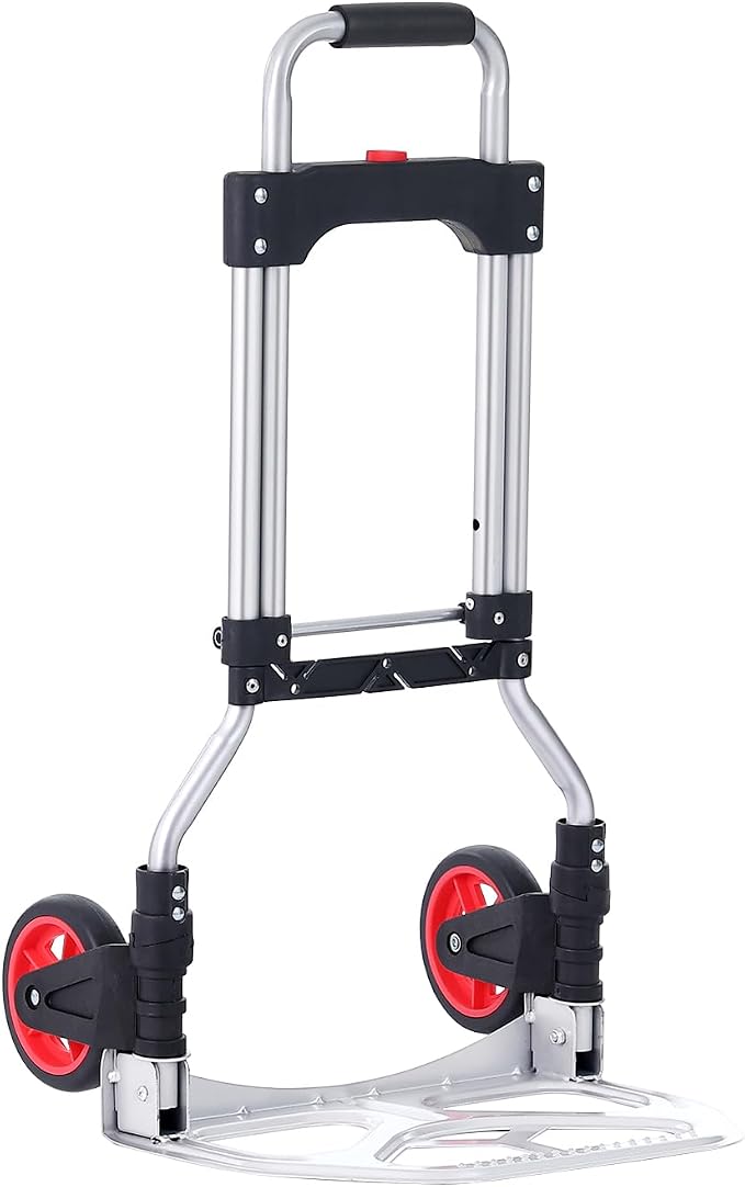 VEVOR Folding Hand Truck, 80 kg Load Capacity, Aluminum Portable Cart, Convertible Hand Truck and Dolly with Telescoping Handle and Rubber Wheels, Ultra Lightweight Super Strong for Moving Warehouse