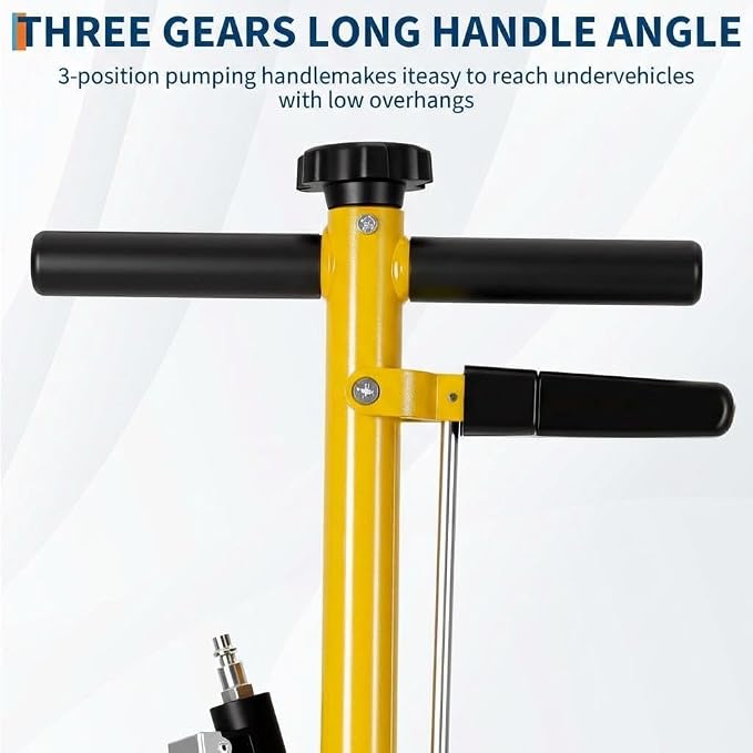 35 Ton Air Hydraulic Floor Jack, 77,000 LBS Capacity Heavy Duty Truck Jack for Trucks & Tractors, Low Profile 10 Inch, Dual Power Air/Manual Hydraulic, 4 Adapters & Adjustable Handle
