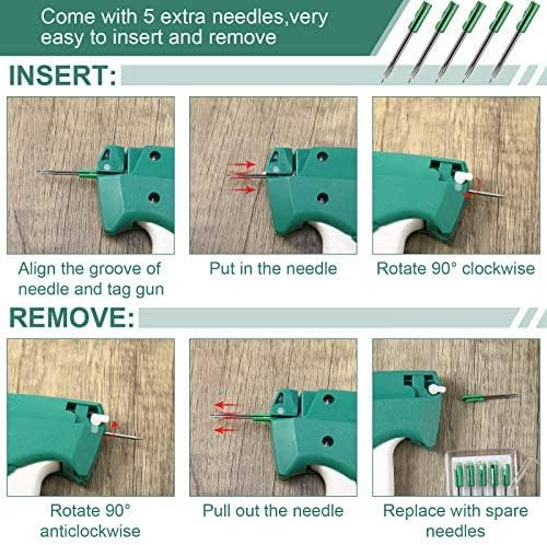 6006 Pcs Clothes Garment Tag, Tagging Gun for Clothing with 6 Needles Attacher Garment Tag Price Tags 2 Inch Standard Plastic Fasteners Barbs Clothing Paper Size Name Style Steel
