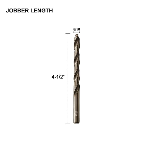 5/16 Cobalt Drill Bit for Metal and Hard Steel(5Pcs),M35 High Speed Steel Twist Jobber Metal Drill Bits,with Index Storage Case