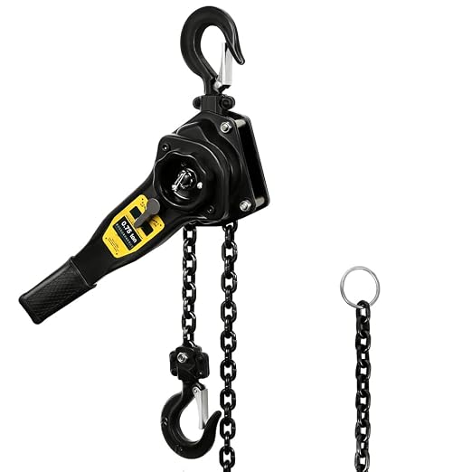 Lever Chain Hoist 1650LBS 10FT,1T Manual Ratchet Chain Puller Hoist for Building Garages Warehouse Automotive Machinery (1650LBS-10FT)