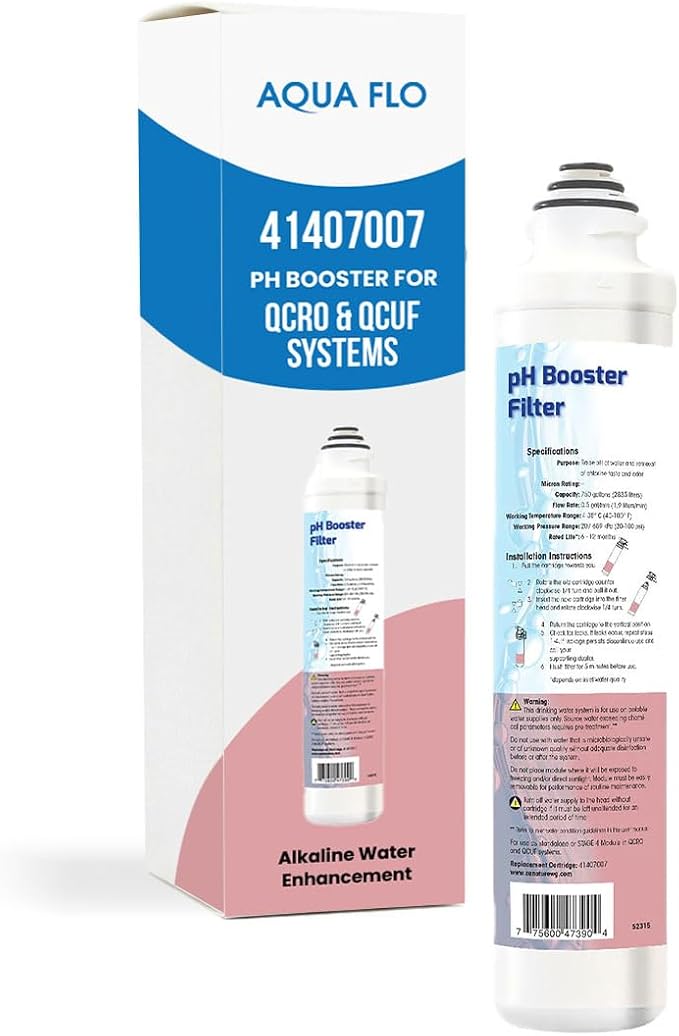 Aqua Flo 41407007 Quick Change pH Booster Filter for QCRO and QCUF 4-Stage Systems Remineralizes Water Raises pH Reduces Chlorine Taste and Odor | For QCRO and QCUF 4-Stage Systems, Remineralizes Water, Raises pH, Reduces Chlorine Taste and Odor