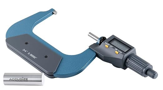 Accusize Industrial Tools 3-4''/75-100 mm by 0.00005''/0.001 mm 2 Key Electronic Digital Outside Micrometer, mm/Inch, Metric/Imperial, Md71-0004 | 2-Key Electronic Digital, Carbide-Tipped, Data Output, 0.00005 in Resolution