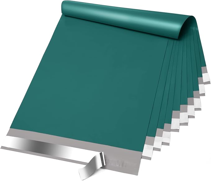 Fuxury Poly Mailers 10x13'' 50 Pcs, Waterproof Shipping Bags for Clothing | Strong Adhesive Shipping Envelopes for Small Business, Self Seal Mailers Poly Bags Mailing Envelopes Forest Green