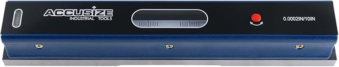 Accusize Industrial Tools 12 inch Master Precision Level in Fitted Box, Accuracy 0.0002'' /10'', S908-C687 | Accuracy 0.0002"/10", V-Groove Base, Cross Test Vial, Insulating Grip, Cast Iron