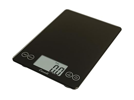 San Jamar Escali Glass Food Scale – SCDG15BK Digital Kitchen Scale for Restaurants, Catering, Meal Prep, Touchscreen Display, Battery Operated, Low Profile, 0.1oz, 15lb Capacity