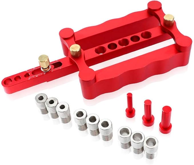 Joywayus Self Centering Dowelling Jig, Imperial Standard 1/4"5/16"3/8" Dowels Jig Accessories, Wood Dowel Hole Drilling Guide Woodworking Tools Positioner Locator Update Wavy