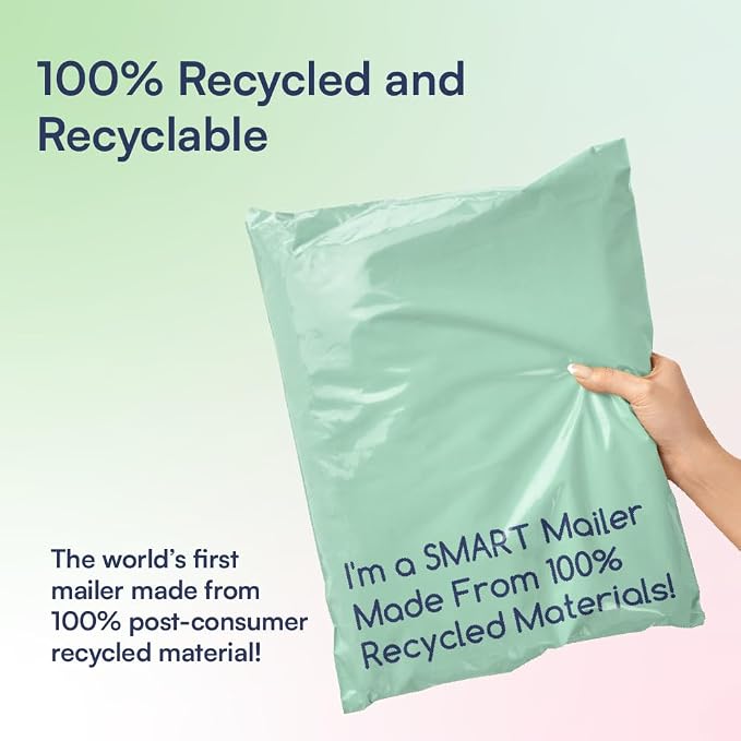 300 Count, 10x13 inch 100% Recycled Poly Mailers Eco Friendly Packaging Envelopes Supplies Mailing Bags 2.5 Mil Thick - SMART Mailer