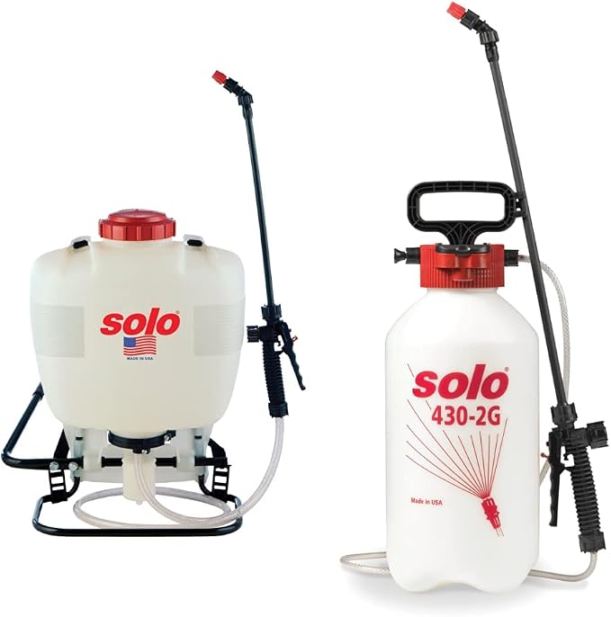 SOLO 425 4-Gallon Professional Piston Backpack Sprayer, Wide Pressure Range up to 90 psi & 430-2G 2-Gallon Farm and Garden Sprayer with Nozzle Tips for Multiple Spraying Needs
