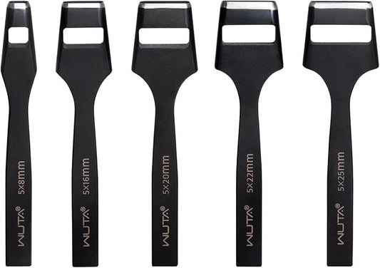 WUTA 5 Pcs Leather Belt Hole Puncher Oval Cutter Strap Watch Band Flat Punches Heavy Duty Oblong Tools for Leathercrafting (5 * 6+5 * 8+5 * 25+4mm Round+3.5mm Round)
