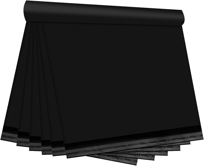 Black Poly Mailers 12x15.5 Inch, 200 Pack | Self-seal shipping bags with secure adhesive; for resellers, clothing, towels, accessories, and regular shipping