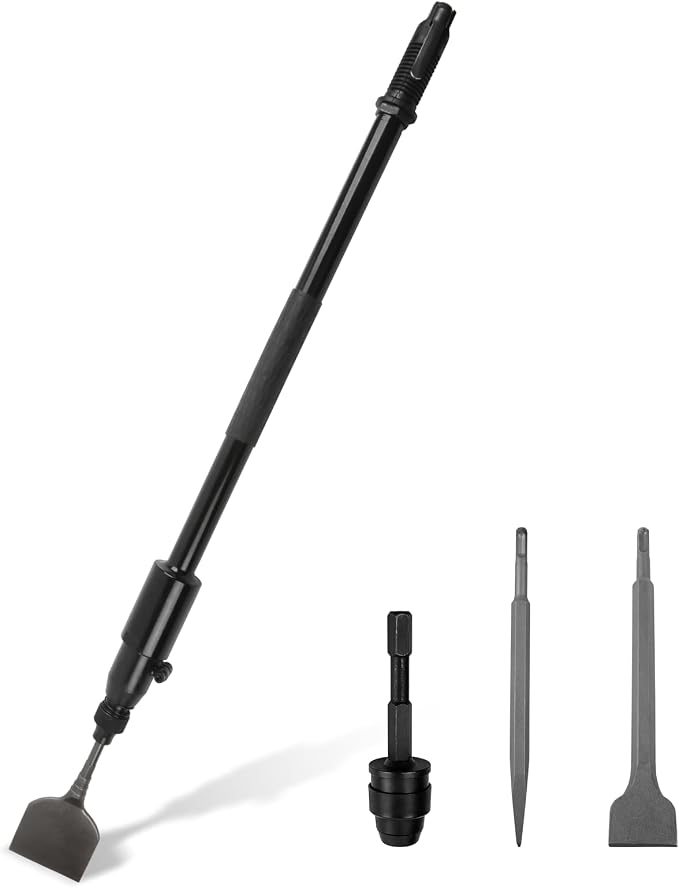 Pneumatic Multi-Function Tool with Scraper and Chisel Attachments