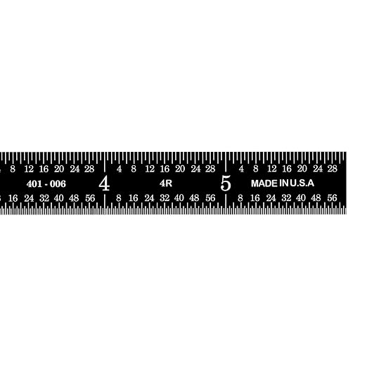 PEC Tools 6-inch Flexible Metal Ruler (3 Pack), High Contrast Machinist Rule, 4R Graduation (1/8", 1/16", 1/32", 1/64"), 6" Stainless Steel Ruler with Black Chrome Finish, Easy to Read, Made in USA