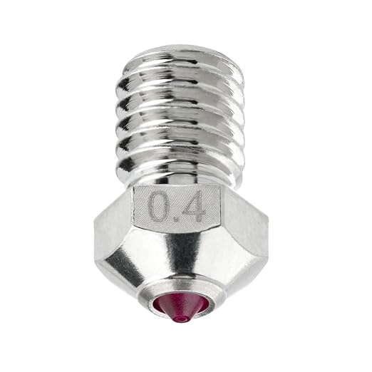 Ruby Nozzle 0.4mm for E3D V6 Hotend, Prusa i3 MK3S / MINI, Anycubic i3 Mega/Kobra/Kobra Neo 3D Printer and More, Hardened & Abrasion Resistant, Nickel Plated Copper