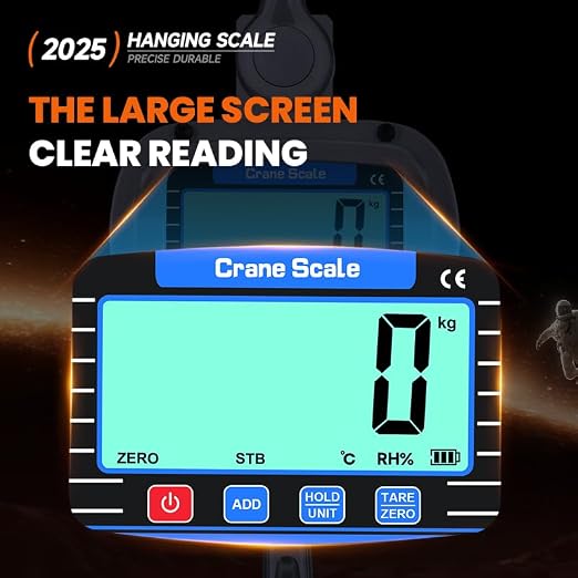 Digital Crane Scale 6600 lbs/3000kg/3T Measurable Temperature and Humidity Industrial Heavy Duty Hanging Scale with Remote Control LCD Screen for Construction, Factory, Farm(Silver)