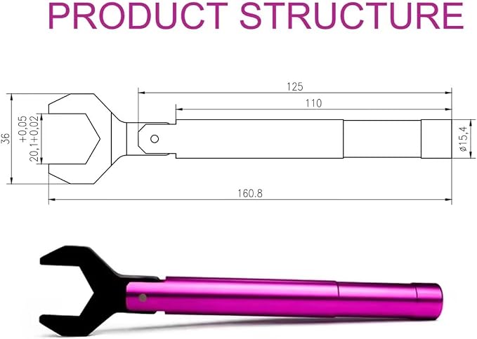 TOJOIN 2 pcs Purple N Type Torque Wrench 1 N·m Opening 20MM Protect RF Connector for RF Microwave Measurements