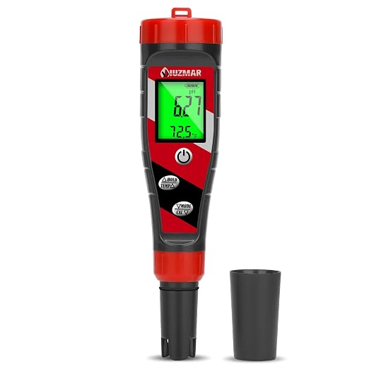 UIUZMAR Digital pH Meter pH TDS EC Meter for Hydroponic Solution pH and EC Meter with LCD Display TDS Water Tester pH PPM Meter for DWC Setup Aeroponic
