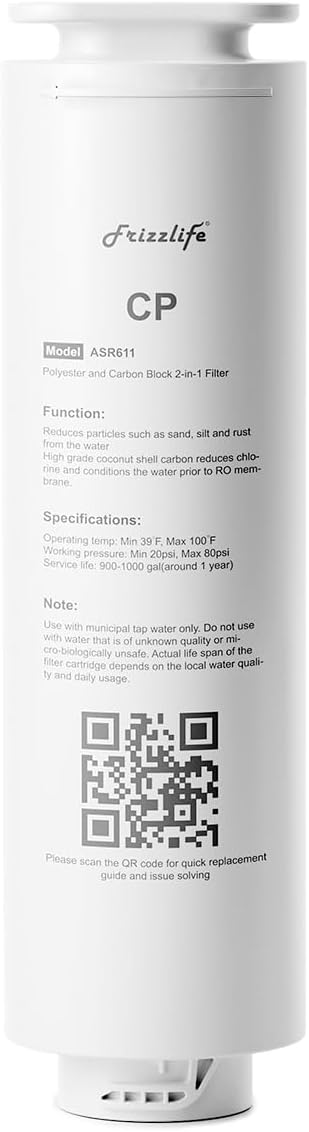 Frizzlife ASR611 Replacement Filter Cartridge For PD1200 Reverse Osmosis System(1st Stage)