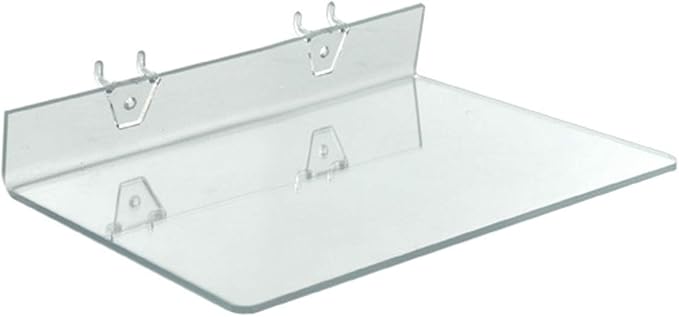 Azar Displays 556018 Clear Acrylic Shelf for Pegboard or Slatwall (4 Pack)
