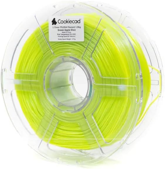 Cookiecad TPU Filament 1.75mm 1kg Iridescent Glitter 3D Printer Filament - Green Apple Elixir TPU