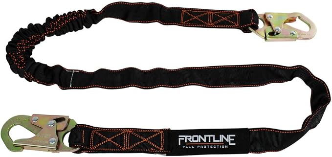 FRONTLINE FALL PROTECTION Internal 6' Shock Absorbing Single Leg Lanyard | ANSI & OSHA Compliant