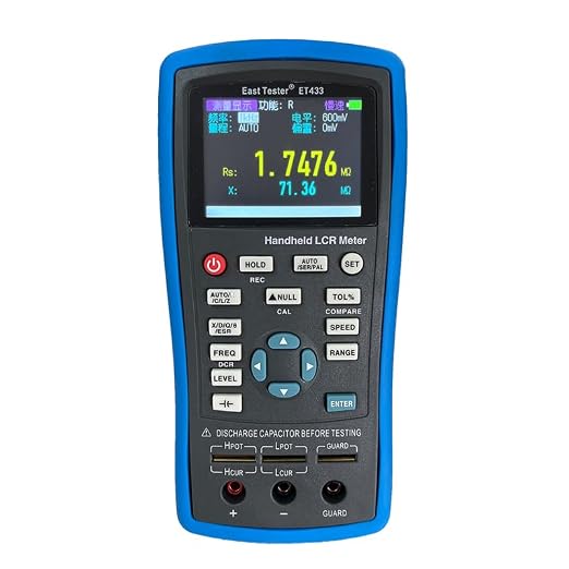 ET433 Handheld LCR Meter 10Hz~100KHz 1Hz Stepping - Digital Portable Bridge Tester for Resistance, Capacitance, Inductance Measurement | LCD Display | Data Hold | Electronics Component Testing Tool