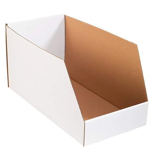 Partners Brand PBINJ82412 Jumbo Open Top Bin Boxes, 8" x 24" x 12", Oyster White (Pack of 25)