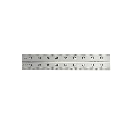 PEC Tools Metric Reading Pocket Double Square- Cast Iron Head, 100mm Blade with Satin Chrome Finish, Made in USA