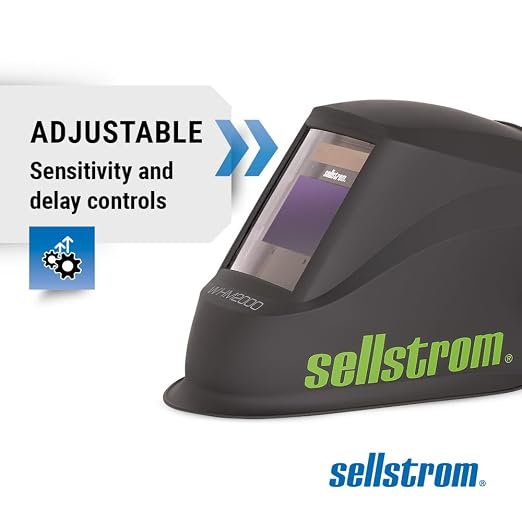 Sellstrom Welding Helmet, S26200 - Advantage Plus Series with ADF, Lightweight, Ergonomic, Nylon Shell, Blue Lens Technology, Weld and Grind Modes, Black and Green
