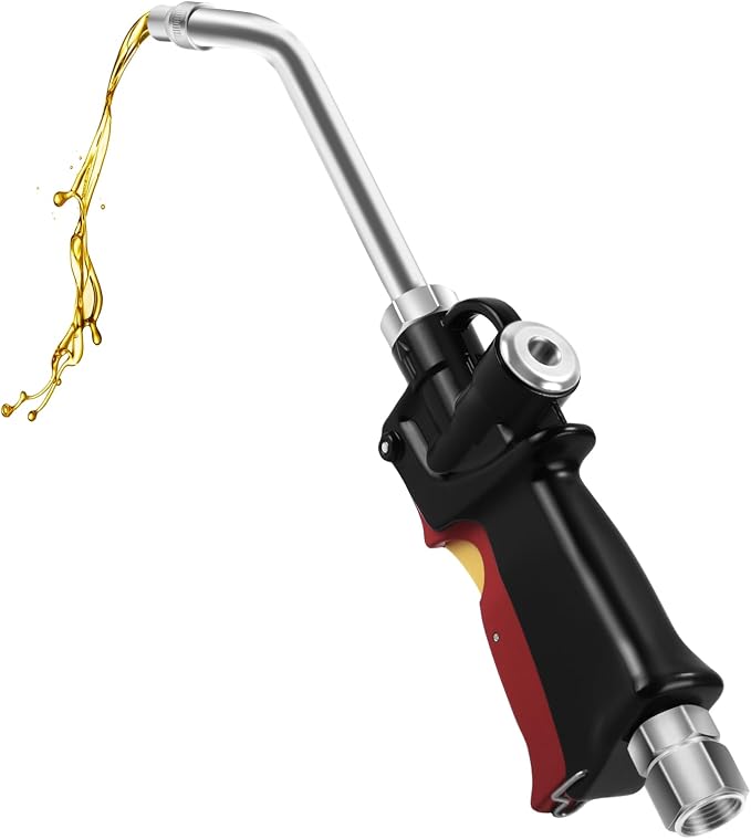 Air Operated Oil Control Valve Dispenser Nozzle, Heavy Duty Oil Gun Dispenser 1/2-Inch NPT Inlet for Motor, Gear, Hydraulic Fluids, Lubricants, and Antifreeze