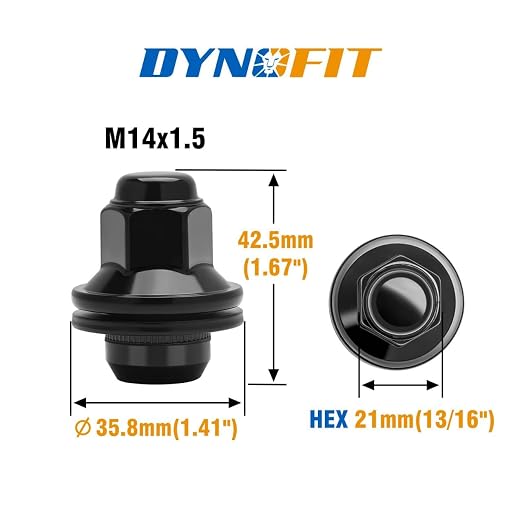 Dynofit 14x1.5 Wheel Lug Nuts Compatible with Toyota Tacoma 2024-2026,Tundra 2022-2026,4Runner 2025-2026,OEM Mag Washer for LX600,24PCS One-Piece Design 21mm Hex Lug Nuts,Replace OE 90942-A1007|01121