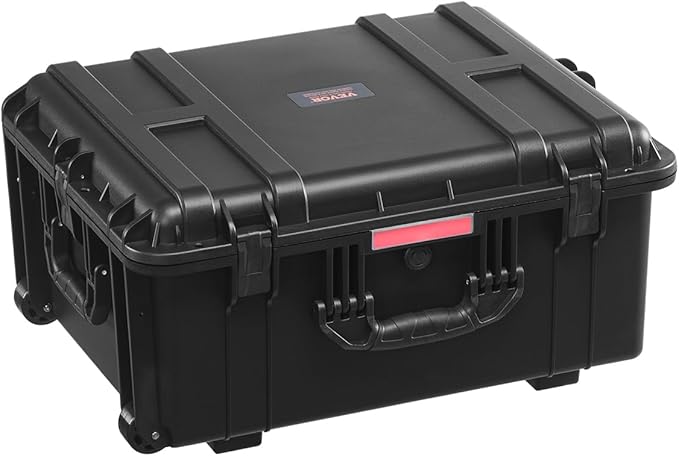 VEVOR Weatherproof Hard Case, Heavy Duty Protective Dry Box Case with Pre-Cut Foam, Wheel Retractable Pull Handles for Travel, Hunt, Military, Tactical, IP67 Waterproof Case for Camera(24.8*19.7*12.5)