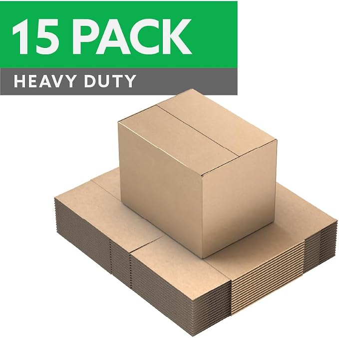 24"x18"x18" Heavy Duty Shipping Boxes, Corrugated Cardboard Moving & Packing Boxes for Shipping, Storage and Packaging, Bundle of 15