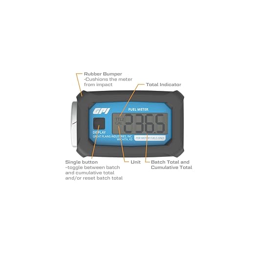 GPI - 01A Series Turbine Flow Meter for Fuel, Aluminum Body with Battery Powered Digital Display, 3-30 GPM (113255-1)