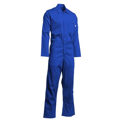 Lapco FR CVEFR7RO-6XL TL Flame Resistant Economy Coveralls, 100% Cotton Twill with Moisture Management, HRC 2, NFPA 70E, 7 oz, 6X-Large Tall, Royal