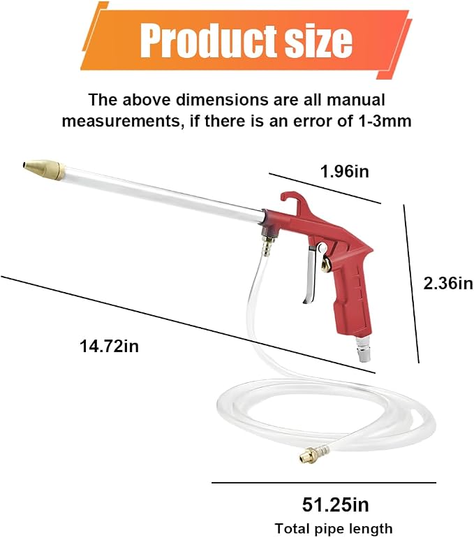 Air Engine Cleaning Spray Gun with 4Ft Hose- High Pressure Pneumatic Cleaning Sprayer Auto Water Cleaner Nozzle Hose Wash Spray Tool- Air Blow Gun Car Engine Dust Cleaner Tools (Straight Head)