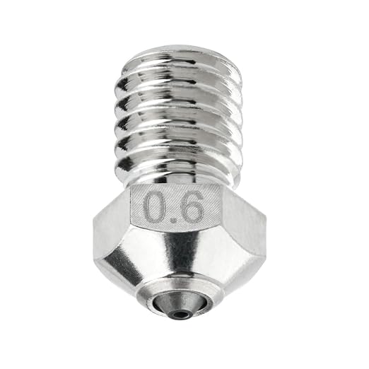 Tungsten Carbide Nozzle 0.6mm for E3D V6 Hotend, Prusa i3 MK3S / MINI, Anycubic i3 Mega/Kobra/Kobra Neo, High Thermal Conductivity Abrasion Resistance, Nickel Plated Copper