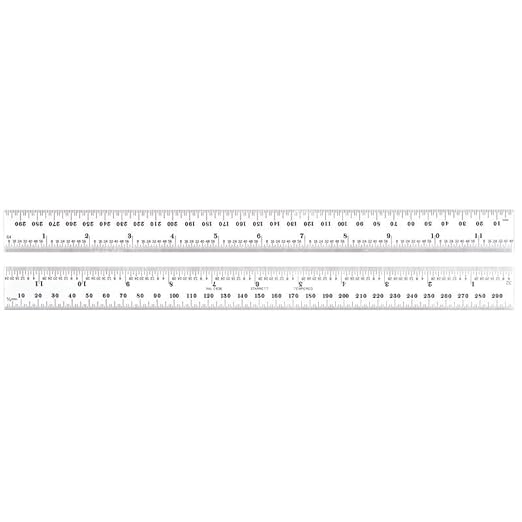 Starrett Spring Tempered Steel Rule with Satin Chrome Finish, Quick Reading, Millimeter and Inch Graduation - 11-3/4" Length, 36 Graduation Type, 1.2mm Thickness - C636-300