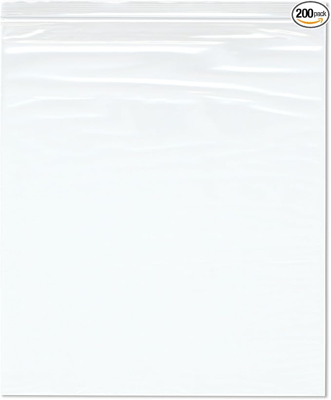 Plymor 14" x 16" (Pack of 200), 2 Mil Zipper Reclosable Plastic Bags