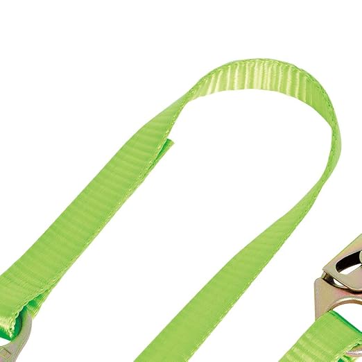 Peakworks Restraint Lanyard with Snap Hooks - Lightweight, 1" Wide Heavy Duty Polyester Webbing, Hi-Vis Green - Use for Inspection Work, Construction, Demolition & Maintenance - 4 Ft Length