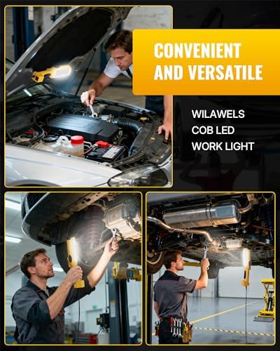 24W LED Work Light and 30 Ft Retractable Extension Cord Reel Bundle, for Garage, Workshop, Car Repair Scene Y05WL06-J30CR06