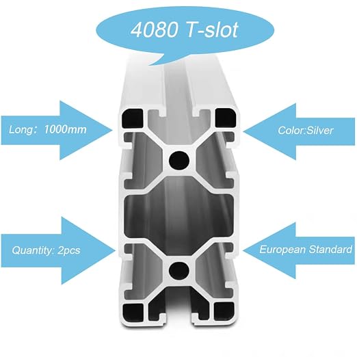 4080 T Slot Aluminum Extrusion for 3D Printer Parts and CNC DIY Silver 1220mmX2
