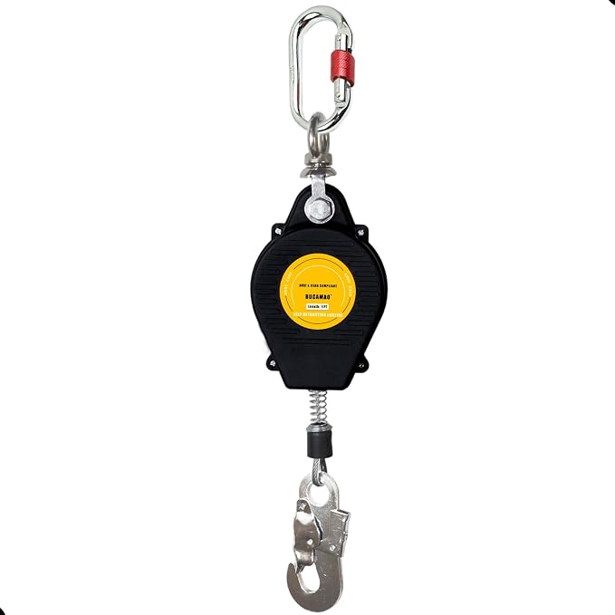 Swivel Top Self Retracting Lifeline, BUCAMAO 11FT Retractable Lanyard, SRL | Steel Wire, Srl Fall Protection, Retractable Safety Lanyard, Safety Harness Yoyo, Fall Protection Kit, Fall Arrestor